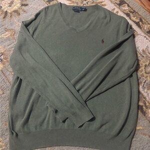 Polo Ralph Lauren Pima Cotton VNeck Sweater Green XXL good condition